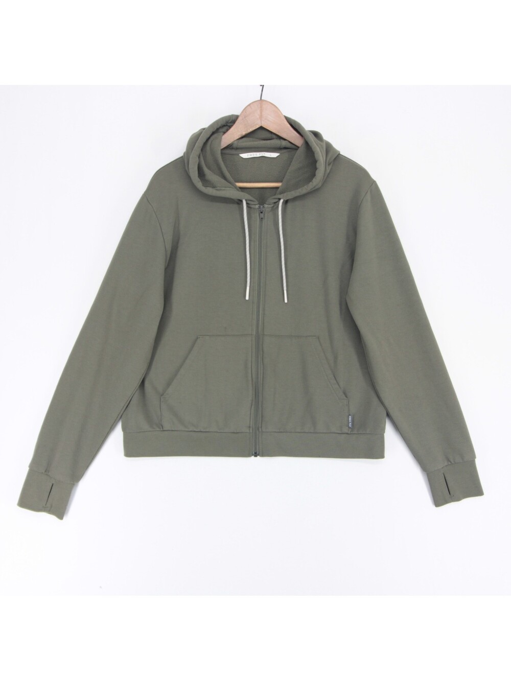 Free Fly Bamboo Lightweight Fleece Zip Hoodie Womens L Green Full Zip Pockets - Picture 2 of 10